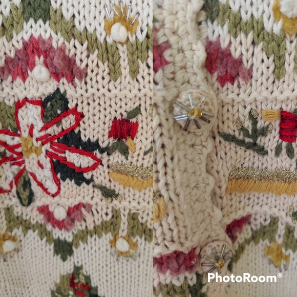 Vtg Christmas sweater cardigan - Picture 7 of 16
